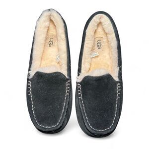 UGG Women’s Suede Shearling Slippers Gray Size 7 Moccasin Indoor Outdoor 1106878